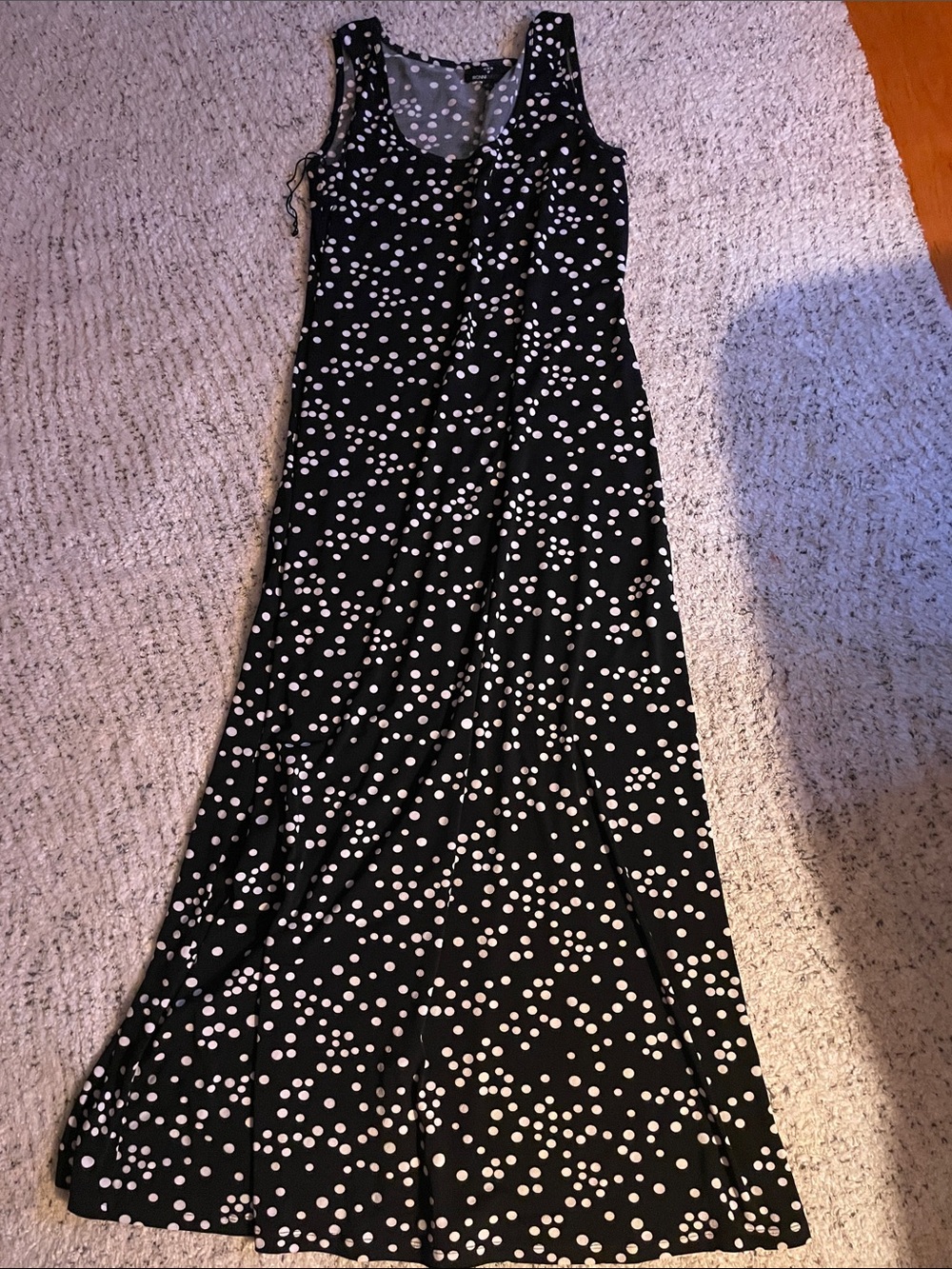 Ronni Nicole Black Maxi Dress with White Polka Dots